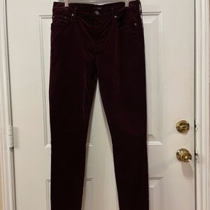 C of H Burgundy Velvet Skinny Jeans